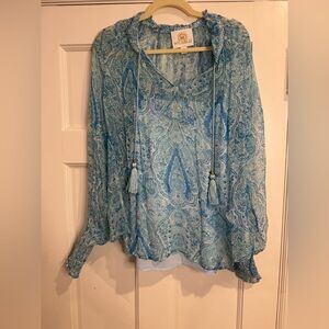 Nicoblu Blue Paisley Women's Blouse with Camisole